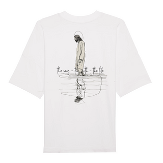 Jesus the way Line Art Oversized Shirt Back Print Summer SALE