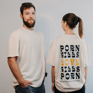 Porn kills Love kills Porn Oversized Shirt BackPrint x Free!ndeed