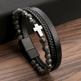 Leather beaded bracelet