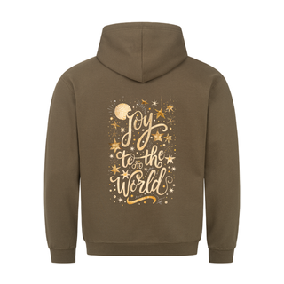 Joy to the World gold Christmas Hoodie BackPrint