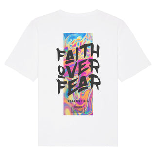 Faith over Fear Oversized T-shirt met print op de achterkant Kerstuitverkoop