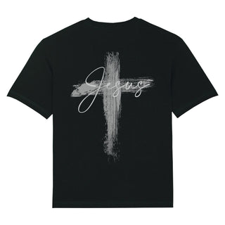 Jesus Painted Cross Oversized T-shirt met print op de achterkant Black Friday-uitverkoop