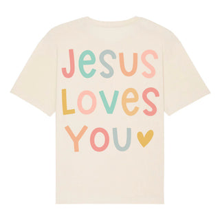 Jesus loves you pastell Oversized Shirt BackPrint Summer SALE