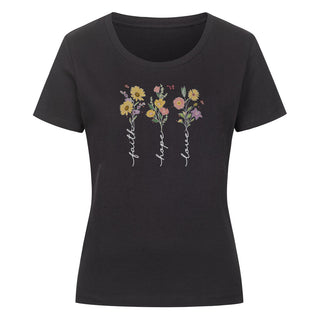 Faith Hope Love Flower Frauen Shirt Summer SALE