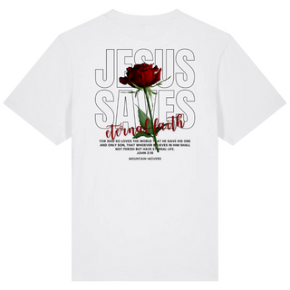 Jesus Saves Rose Oversized Shirt BackPrint