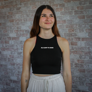 Minimalist All glory to Jesus crop top