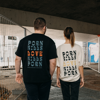 Porn kills Love kills Porn Oversized Shirt BackPrint x Free!ndeed