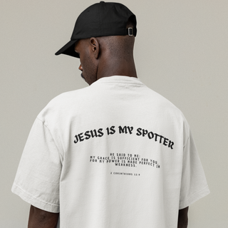 Jesus is my Spotter Gym Oversized Shirt BackPrint