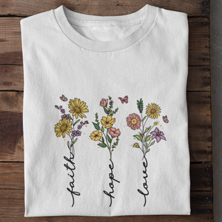 Faith Hope Love Flower T-Shirt Spring Sale